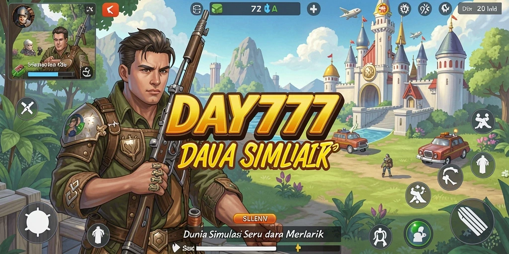 Tampilan gameplay dari DAY777 dengan interaksi simulasi yang kaya.