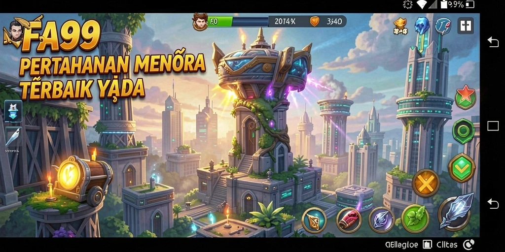 Tampilan menarik dari gameplay FA99 yang penuh strategi Tower Defense.