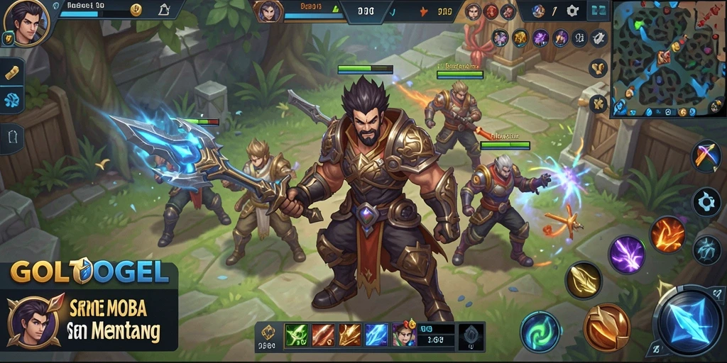 Tampilan gameplay mendebarkan dalam GOLTOGEL, dengan pertarungan tim yang intens.