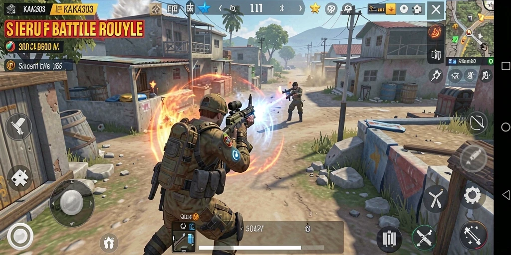 Screenshot utama KAKA303 menampilkan aksinya yang mendebarkan dalam Battle Royale.