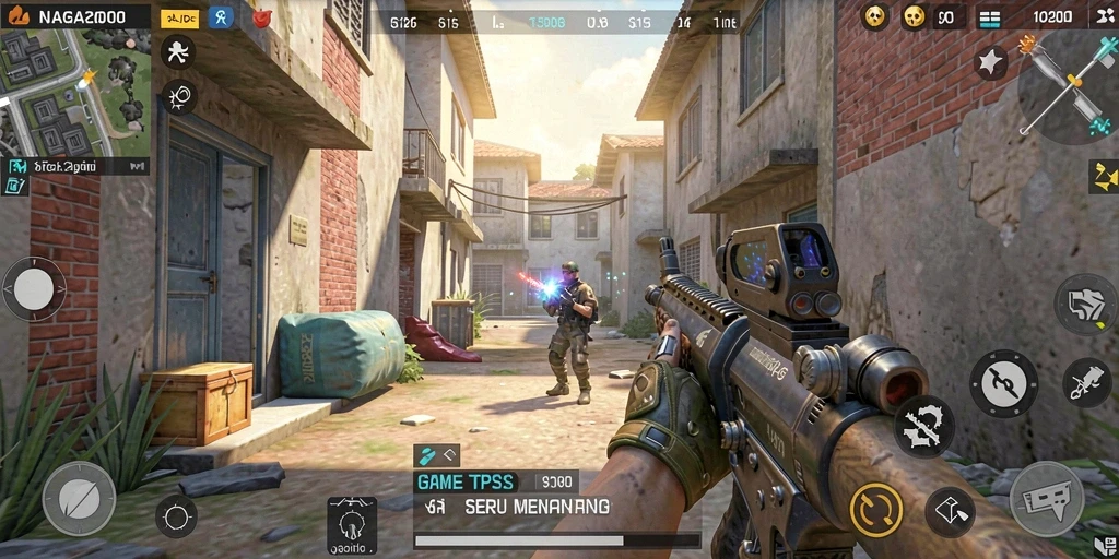 Screenshot menunjukkan aksi seru dalam gameplay TPS NAGA2000.