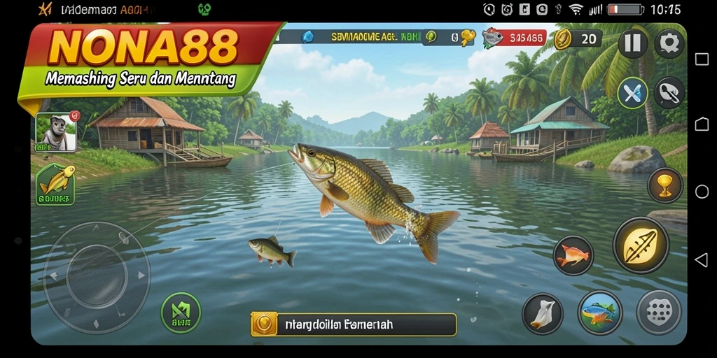 Tampilan gameplay NONA88 dengan variasi lokasi memancing yang menarik.