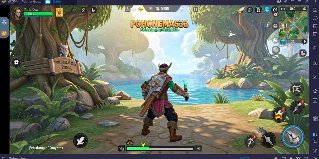 Tangkapan layar menampilkan aksi seru di dunia Open World POHONEMAS33.