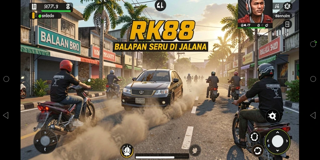 Tangkapan layar menunjukkan aksi balapan cepat di RK88.