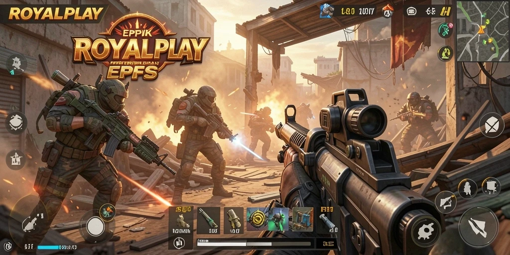 Gameplay ROYALPLAY yang intens dan seru dalam aksi FPS.