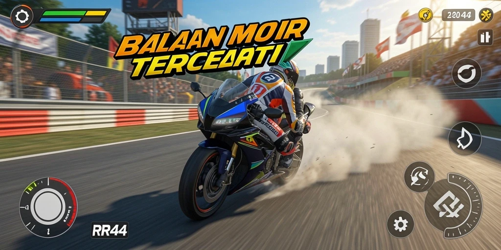 Gameplay menarik dari balapan motor di RR44.