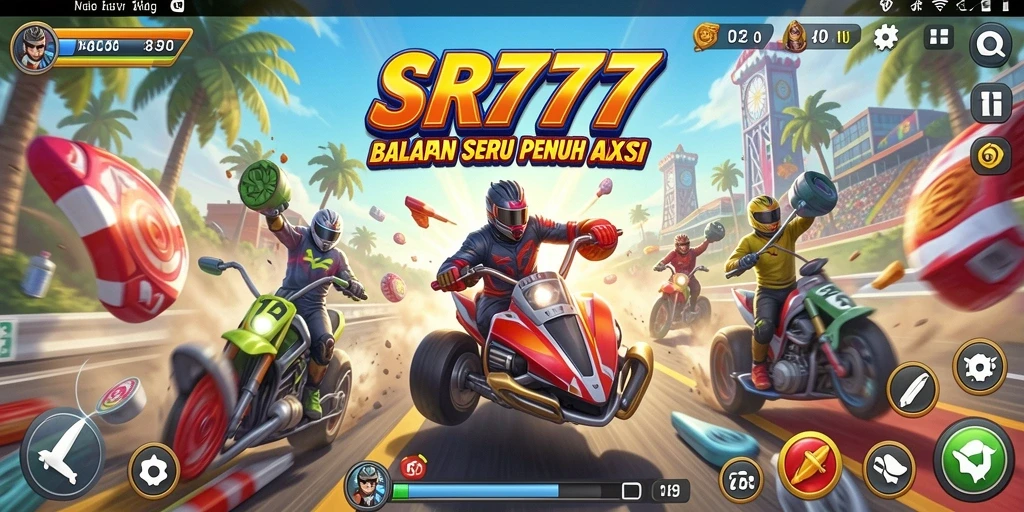 Tampilan aksi balapan seru di SR777 dengan trek yang menantang.