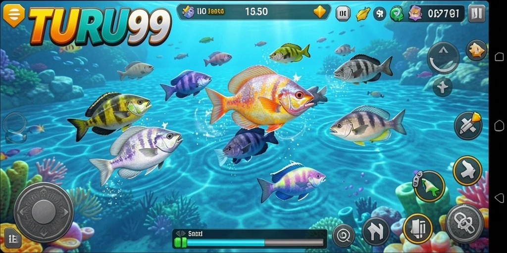 Tampilan gameplay Tembak Ikan yang memukau dan penuh warna.