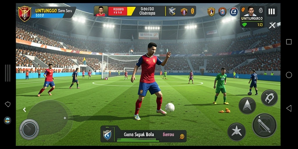 Gameplay UNTUNGGO dengan aksi sepak bola yang mendebarkan.
