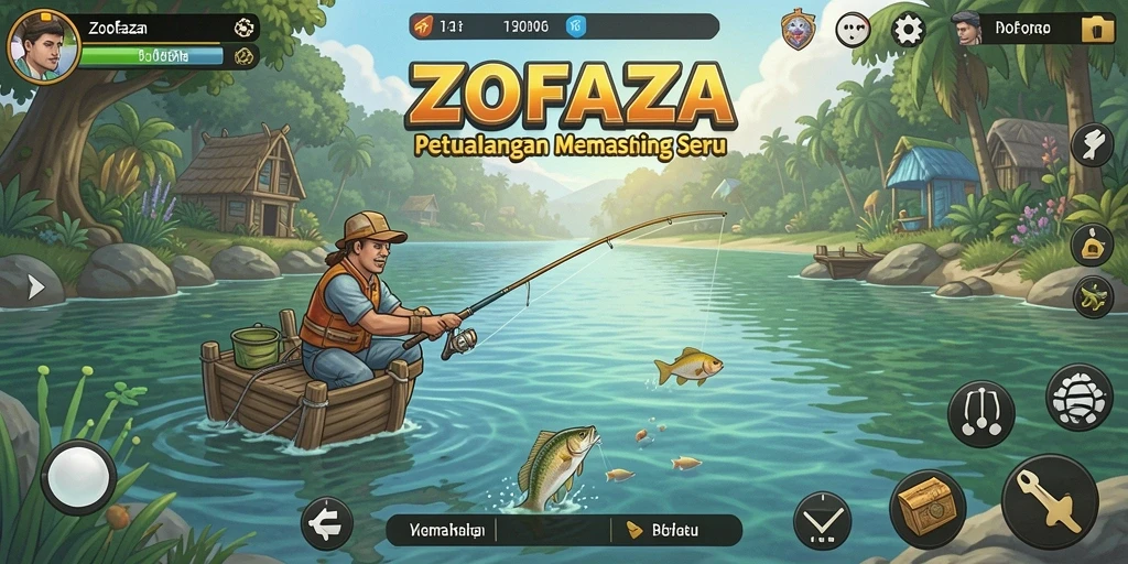 Gameplay seru ZOFAZA dengan aksi memancing yang mendebarkan.